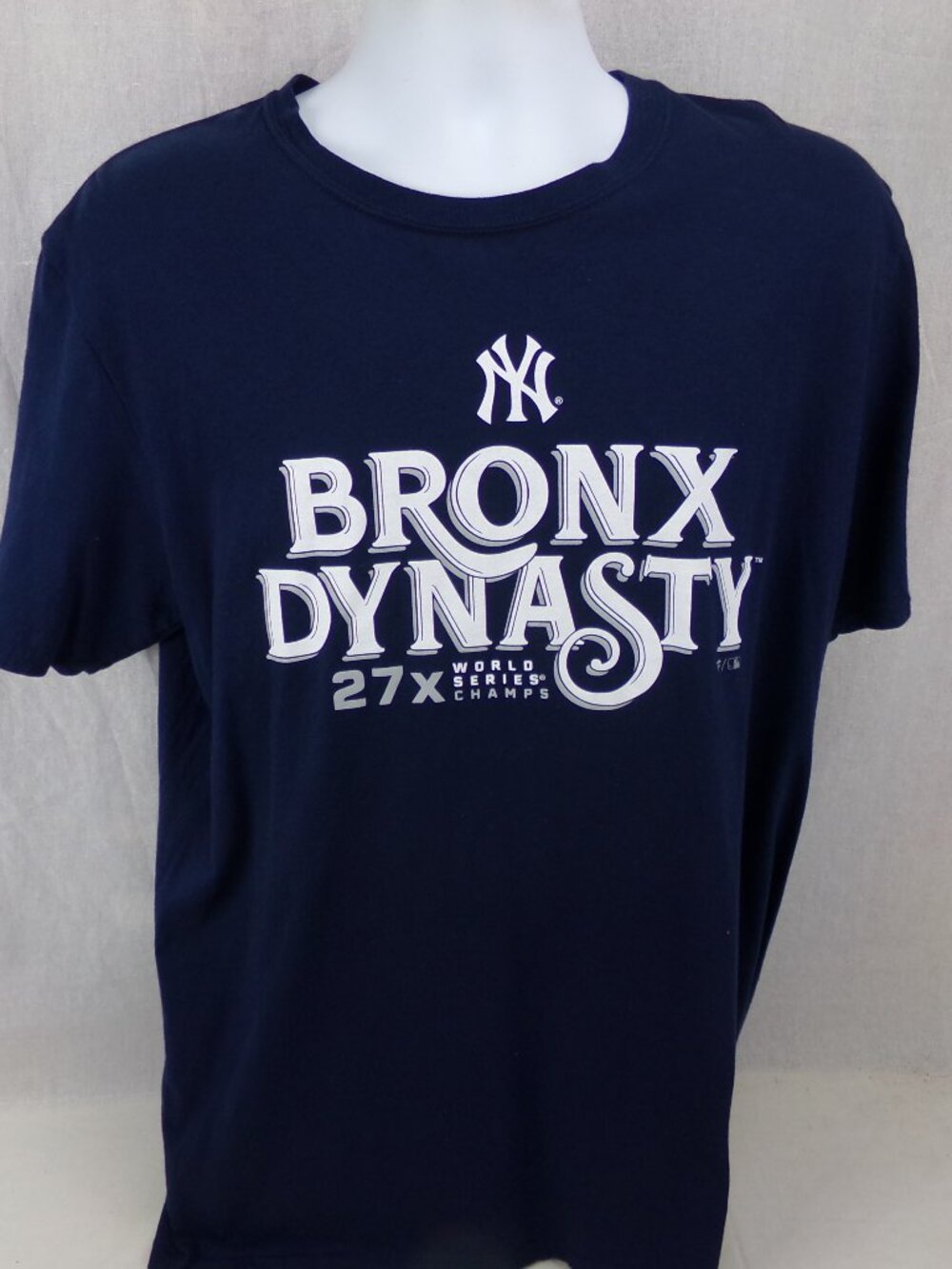 New York Yankees Bronx Dynasty T-Shirt L Blue Fanatics MLB 27x World Series
